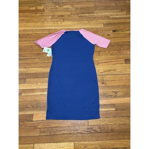 LulaRoe Womens Julia T Shirt Dress Size XL Blue Pink Stretch Knee Length NWT - Picture 7 of 7